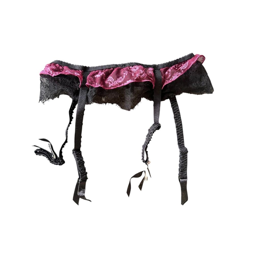 AGENT PROVOCATEUR Lace Garter Belt Purple/Black Medium